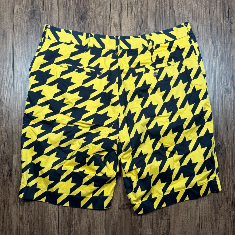 Loudmouth Golf Shorts Mens 44 Yellow Black Stars Houndstooth Geometric Bold Loud